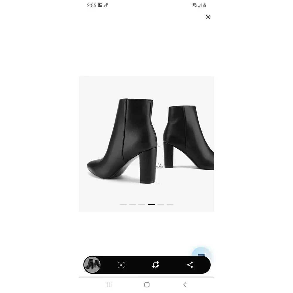 New Size 5.5 Dream Pairs Black PU Sianna-1 Chunky Heel Ankle Boots Booties